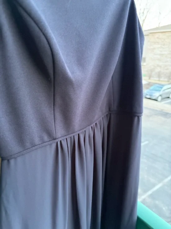 🆕🫐 Adrianna Papell Navy One Shoulder Maxi Dress Elegant Formal Gown Slit Size 8 - Picture 8 of 13